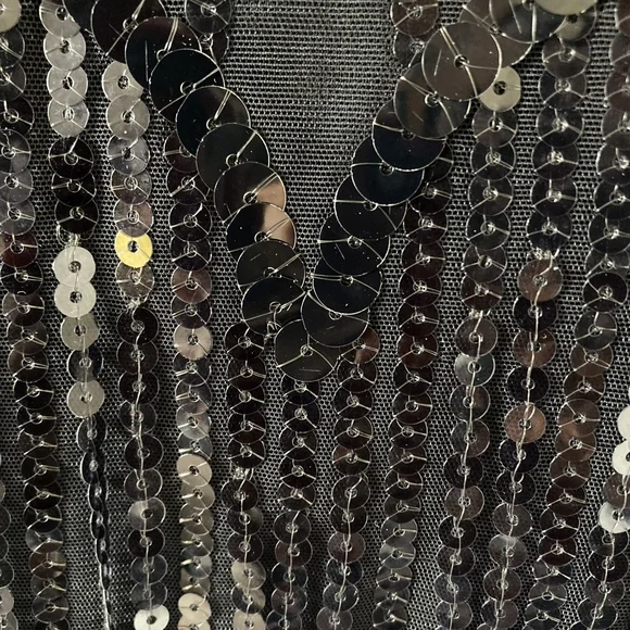 Pre-loved designer Luis Civit Women's Black Sequins Mesh Blouse UK Size 16 - Picture 9 of 17